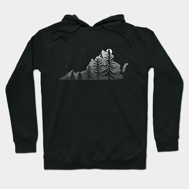 Hike Virginia Mountains Silhouette Hiking Night Sky Hiker Hoodie by TeeCreations